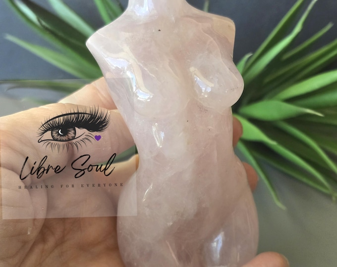 Rose Quartz Crystal Goddess Figurine - 3.5" Polished Carving