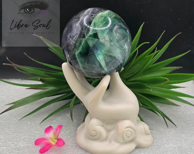 Flashy Green/Purple Fluorite Crystal 60mm Sphere| 356 grams| Natural Fluorite| Flashy with Rainbows