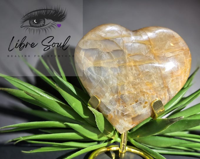 Natural 3.5" Orange Moonstone Large Crystal Heart~ Flashy and Gorgeous!!!
