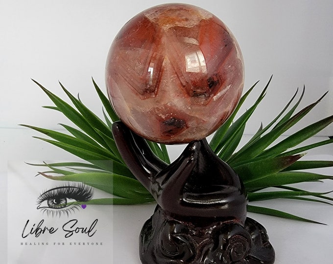 Natural Red Calcite Crystal Sphere~ Rainbows and Flashy !!!