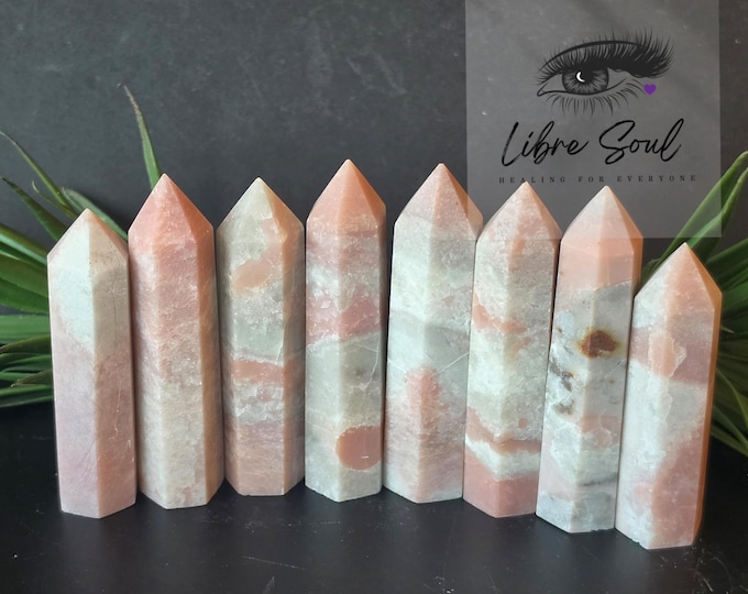 Natural Pink Opal Crystal Point: Libra Stone, Balance