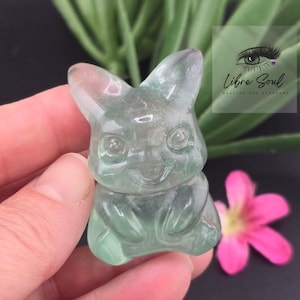 Fluorite Pikachu Carved Crystal Figurine - 1.75&quot;