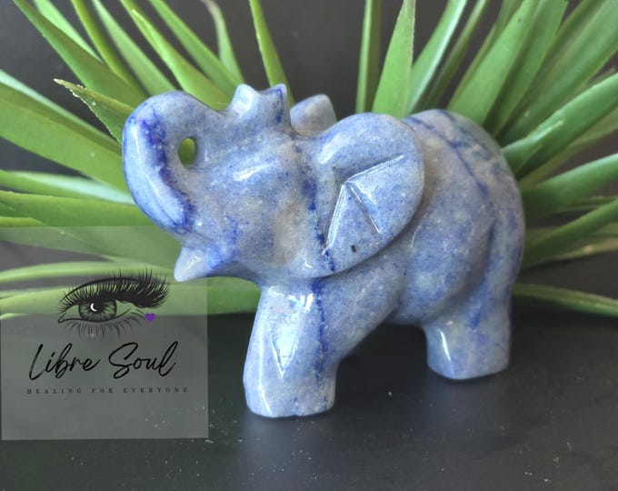 Natural 3.25" Sodalite Elephant Crystal Carving|  Hand Carved Sodalite  Elephant