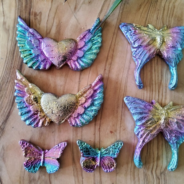 Natural Aura Bismuth Crystal Butterfly or Winged Heart