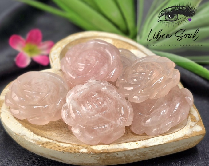 Natural Rose Quartz Crystal 40mm Flower~ Rose~ Love| Rose Quartz Pendant