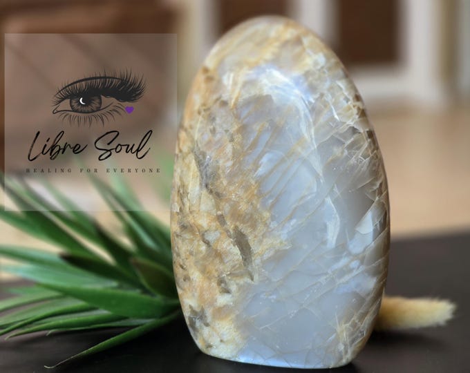 Natural 5" Peach Moonstone Crystal Free from~ Huge Flash~ Flashy Peach Moonstone |Self Love