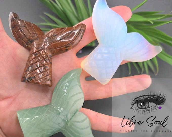 Natural Mermaid Tails Carved Crystal | Ocean Jasper | Rose Quartz| Dreamy Amethyst