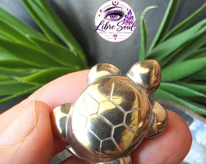 Pyrite Turtle Crystal Carving: 1" | Crystal Gold| Money| Fortune|Pocket Sized