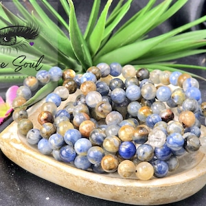 Natural Blue Kyanite 8mm Beaded Crystal Bracelet ~ Golden Healer in Blue Kyanite Beaded Bracelet~ Stunning~ Energy &lt;3