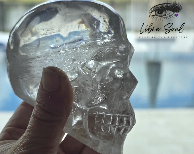 Clear Quartz Crystal Skull Carving | 4 inch Phantom