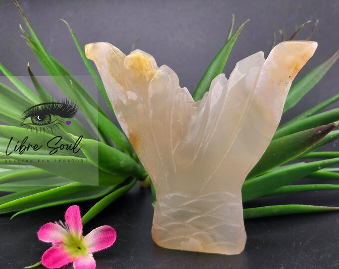 Natural Flower Agate Mermaid Tail  Crystal  Carving| | Flower Agate Crystal