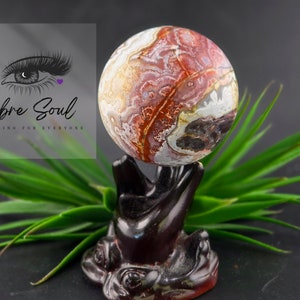 Natural Crazy Lace Agate Crystal Druzy 70mm Sphere | 448 grams| With Stand