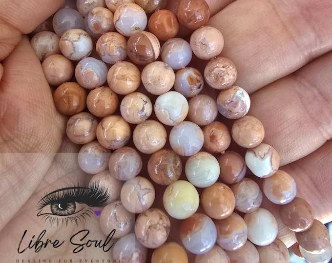 Natural Cotton Candy/ Pink Agate 6 mm Beaded Bracelet/ Self Confidence Self Lover
