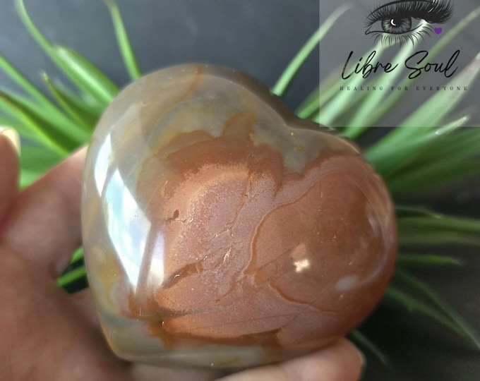 Natural Polychrome Jasper 3" Hearts | Puffy Crystal Heart