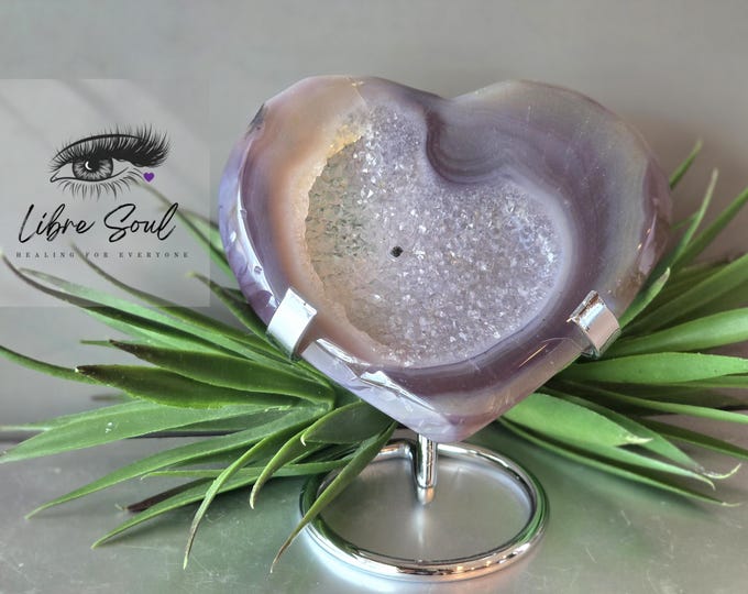 Wowza Pink Agate Druzy  4  heart | 4 " heart with Stand| Gift Idea Free Gift Service~ quick ship