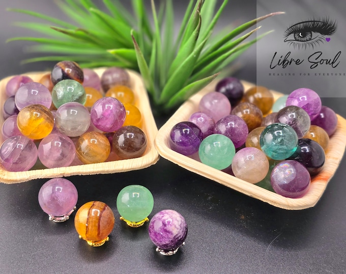 Set of 4 :  20mm Candy Fluorite Crystal Spheres~ Set of 4~ Must Have~ Super Cute