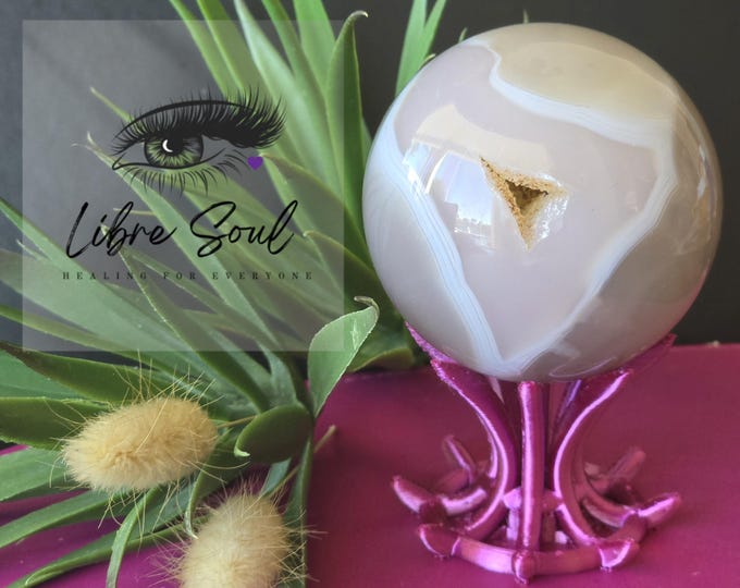 Natural Pink Agate Jelly Sphere~ High Polished High Quality 63mm Sphere | stand included.