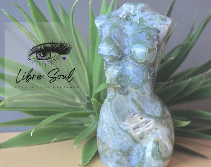 Natural 3" Moss Agate Female Druzy Crystal Bodies| 80mm Crystal Lady Goddess| Lady Goddess Crystal| GREAT VALUE!!!!