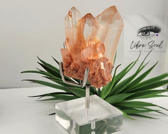 Natural Red Quartz Crystal Cluster Specimen with Stand | 280grams | Hematoid Quartz Crystal Cluster  - Quartz & Hematite -