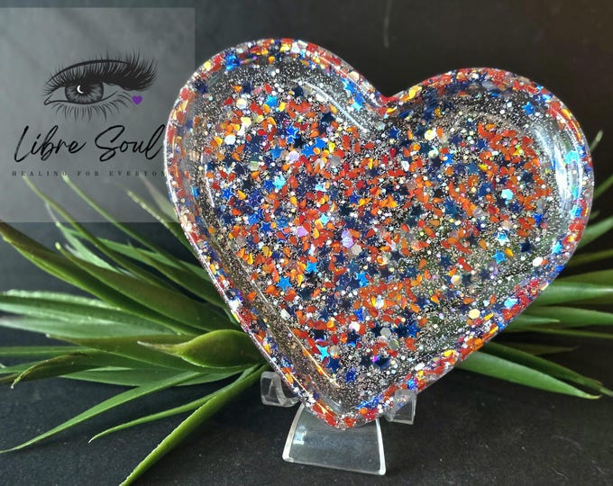 5" Heart Tray w/ Red white and Blue/Veteran/ USA  ~ Inspired by Libresoul Creations