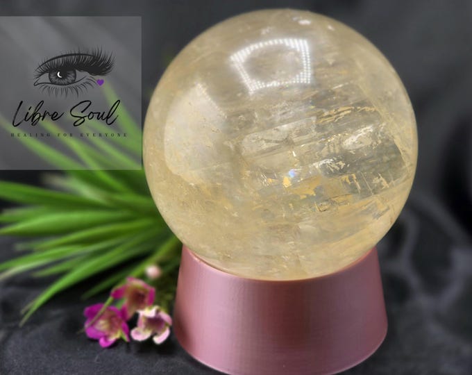 Natural 4"  Lemon Calcite 80mm Crystal Rainbow Sphere  1366 kilograms 3lbs| Rainbows!!!