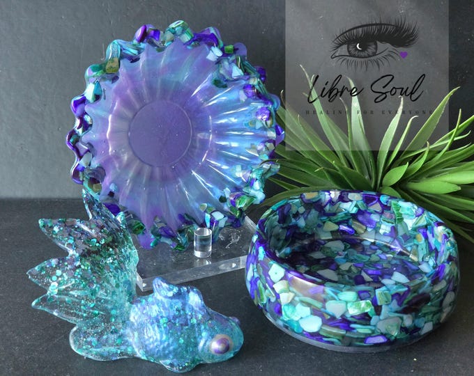 Mystical Ocean  Mother of Pearl Resin Bowls , 4.5" or 5" Wide| Shell Bowl