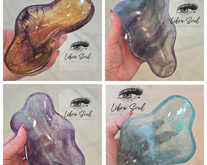 Natural Fluorite Crystal Bowls|  Yellow, Green, Rainbow or Purple  Fluorite Cleansing Bowl~ Crystal Cleansing