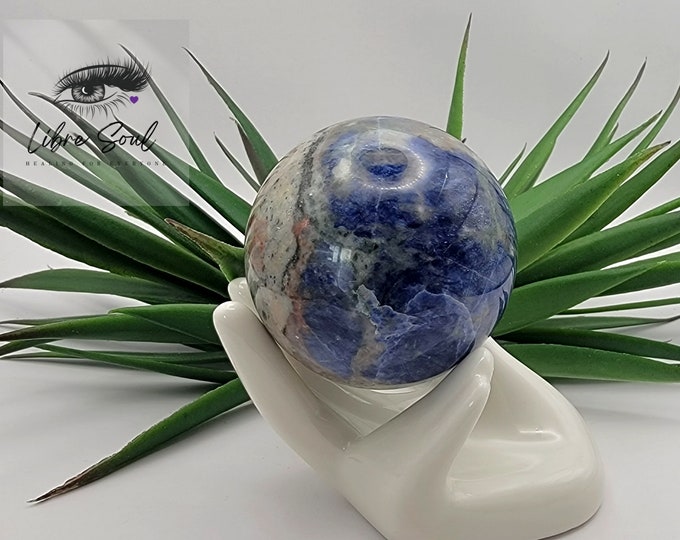 Natural  Sodalite Crystal  Sphere with Stand