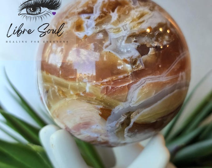 Natural 64mm Flower Opal Sphere~ Flower Opal Crystal Orbit~ Unique and Beautiful~