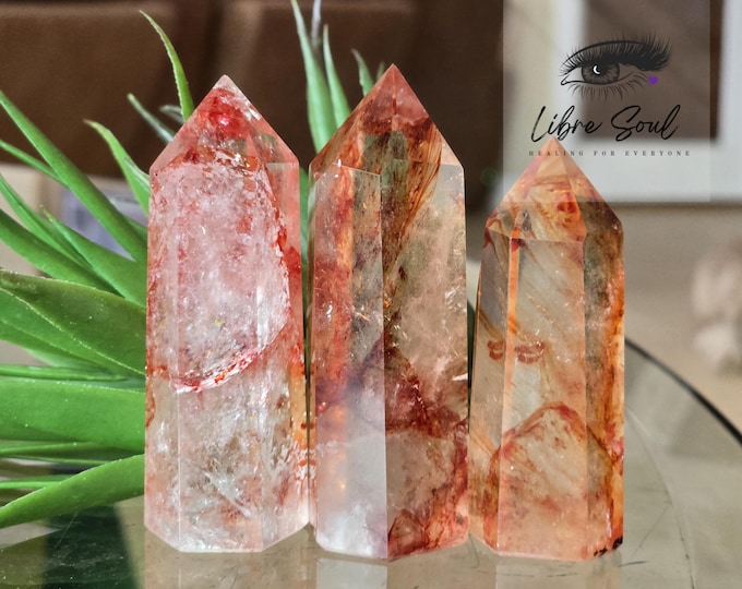 Natural Madagascar Fire Quartz  Points~ | A+ Quality~ Blood Red| Hematite Red Quartz Points w/Rainbows and Clear!