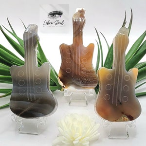 Darling Agate Guitar Carved  Crystals with Stand