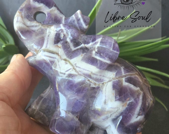 Natural Dreamy Amethyst Elephant Carved Crystal