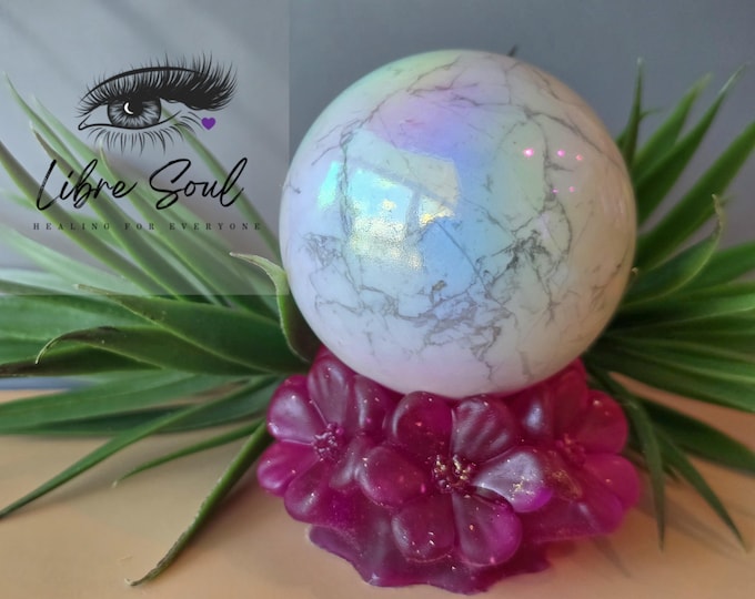 Natural  Aura Howlite Crystal Sphere | 62mm 374 grams