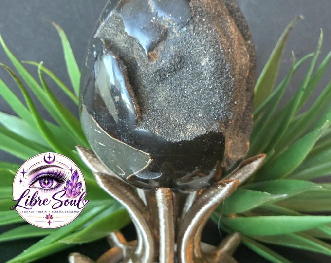 Natural Septarian Druzy Egg ~ 3.25" Dragon Egg | 346 grams ~Stand Included