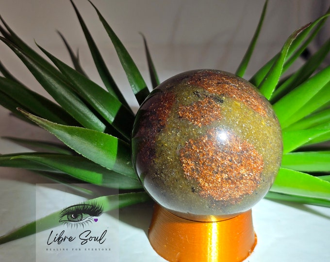 Natural Golden Strawberry Sunstone Crystal Sphere~ 53mm 206gm