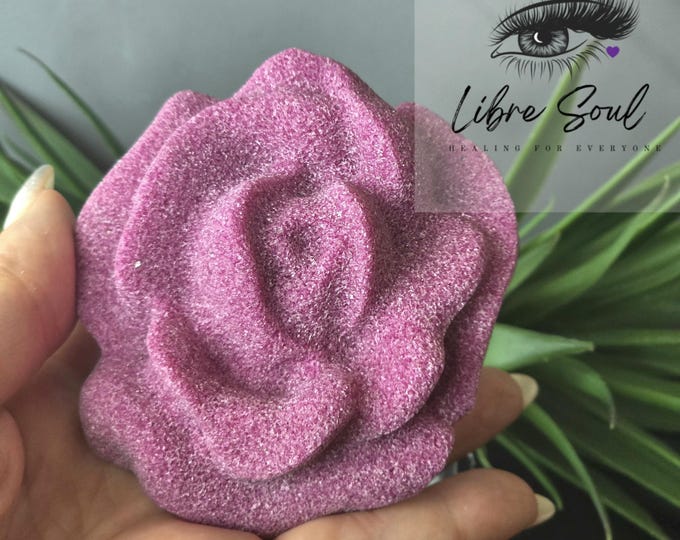 Natural 3" Corundum Rose Crystal Carving| w/ stand