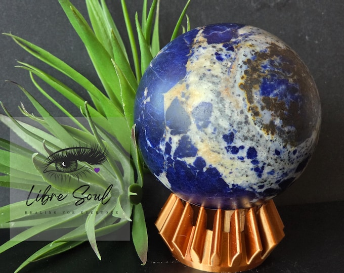 Natural  80mm Sodalite| with Pyrite ~Deep Blue Crystal Sphere~ Gorgeous