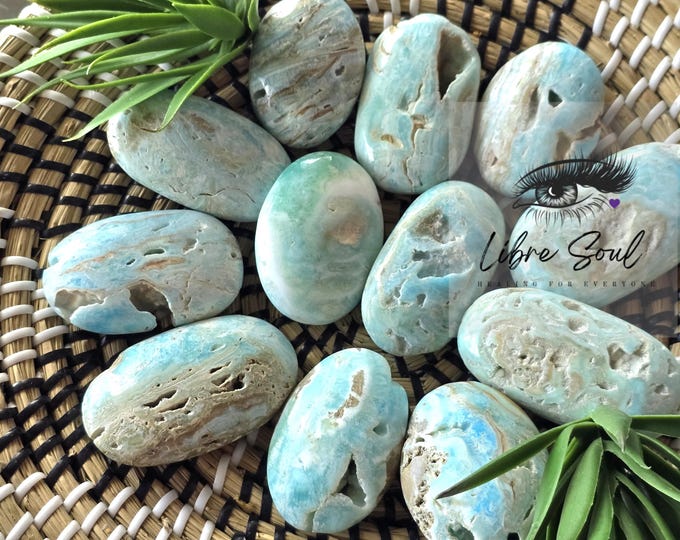 Natural Blue Aragonite Hemimorphite Druzy Palm Stone/ Blue Calcite/Pakistan Mined| Great Value!