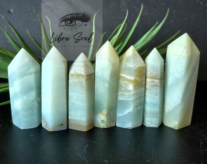 Natural Caribbean Calcite Crystal Point: Meditation Tower