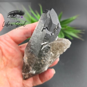 Natural Smoky Quartz Elestial Crystal with Calcite - Brazil