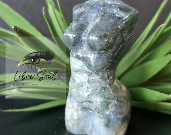 Natural 3" Moss Agate Female Druzy Crystal Bodies| 80mm Crystal Lady Goddess| Lady Goddess Crystal| GREAT VALUE!!!!