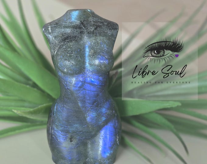 Blue Flash Labradorite Goddess Carving - 3.3" Natural Crystal