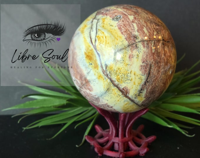 Hand Picked 4" Picture Jasper Crystal Sphere /100mm| Large Sphere/ Stand Included