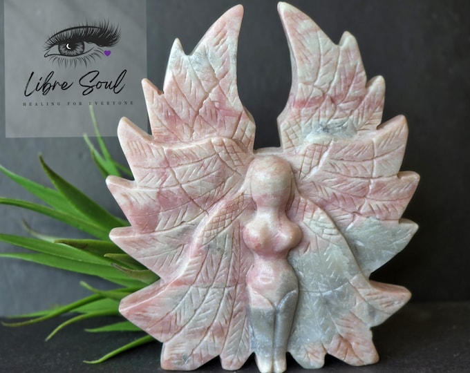 Pink Opal Seraphim Angel Crystal Carving - 4.5"