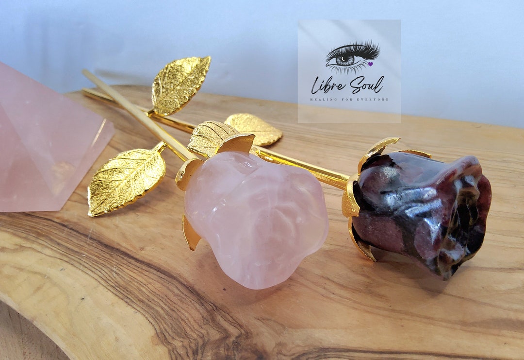 Natural Crystal Long Stem Roses Rose Quartz or Etsy