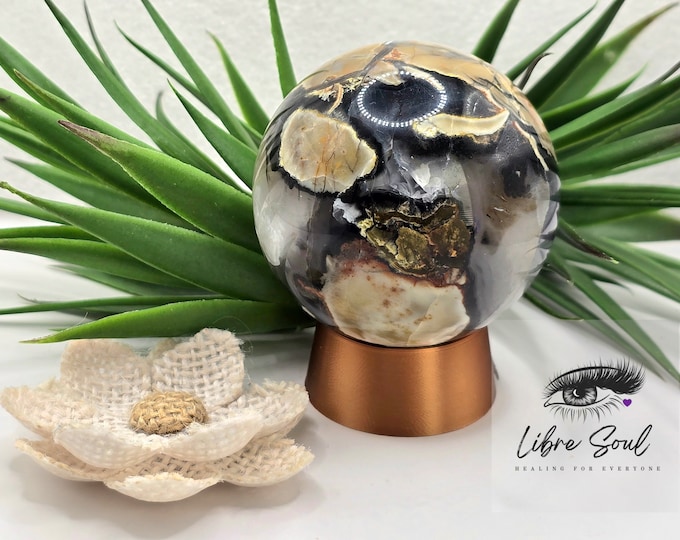 Natural Volcanic Agate Crystal Sphere| UV Reactive| 60mm