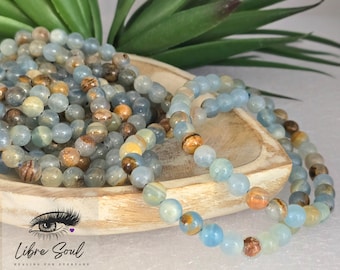 Natural Blue Onyx Beaded Bracelet: Lemurian Crystal, Harmony Stone