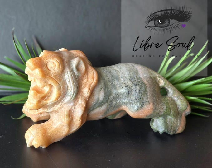 Natural 8" Sandstone Lion Crystal Carving~ Darling!!!