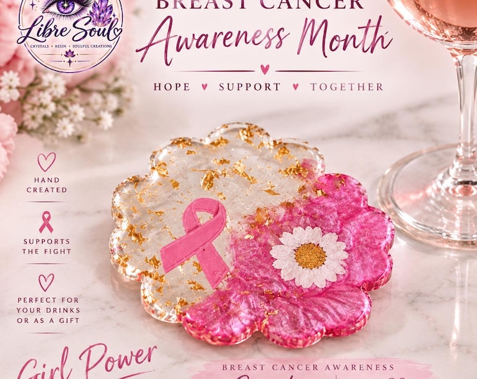 Breast Cancer Awareness Ribbon Coaster| Girl Power| Hand Made