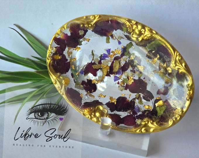 Vintage Dried Roses Bowl 6" Handmade Resin Bowl | Resin| Decorative| Soap Dish